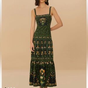 Farm Rio - Black Flowers Arch Lenzing Ecovero Euroflax Maxi Dress - Size S